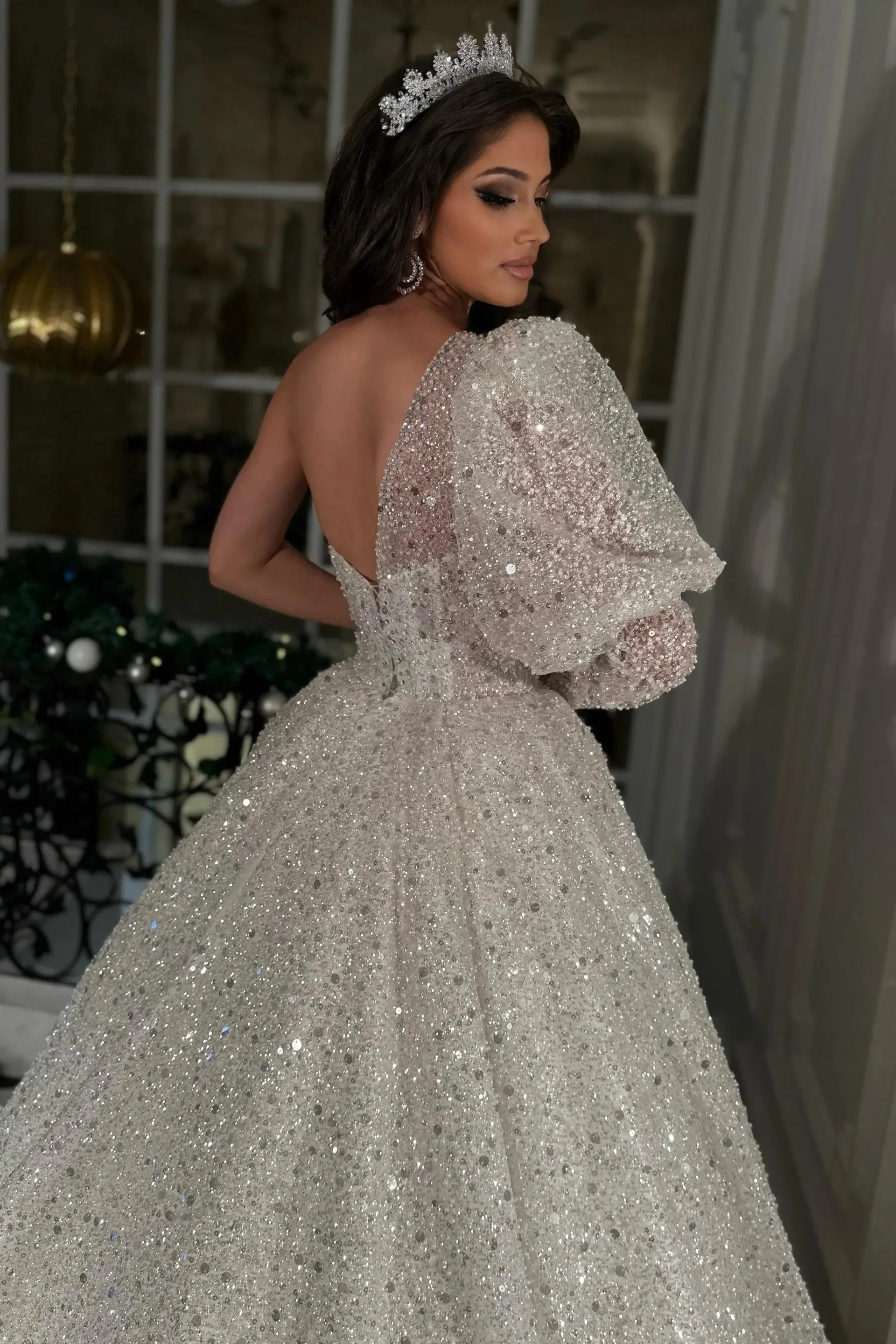 Levana İncili Straplez Prenses Model Gelinlik
