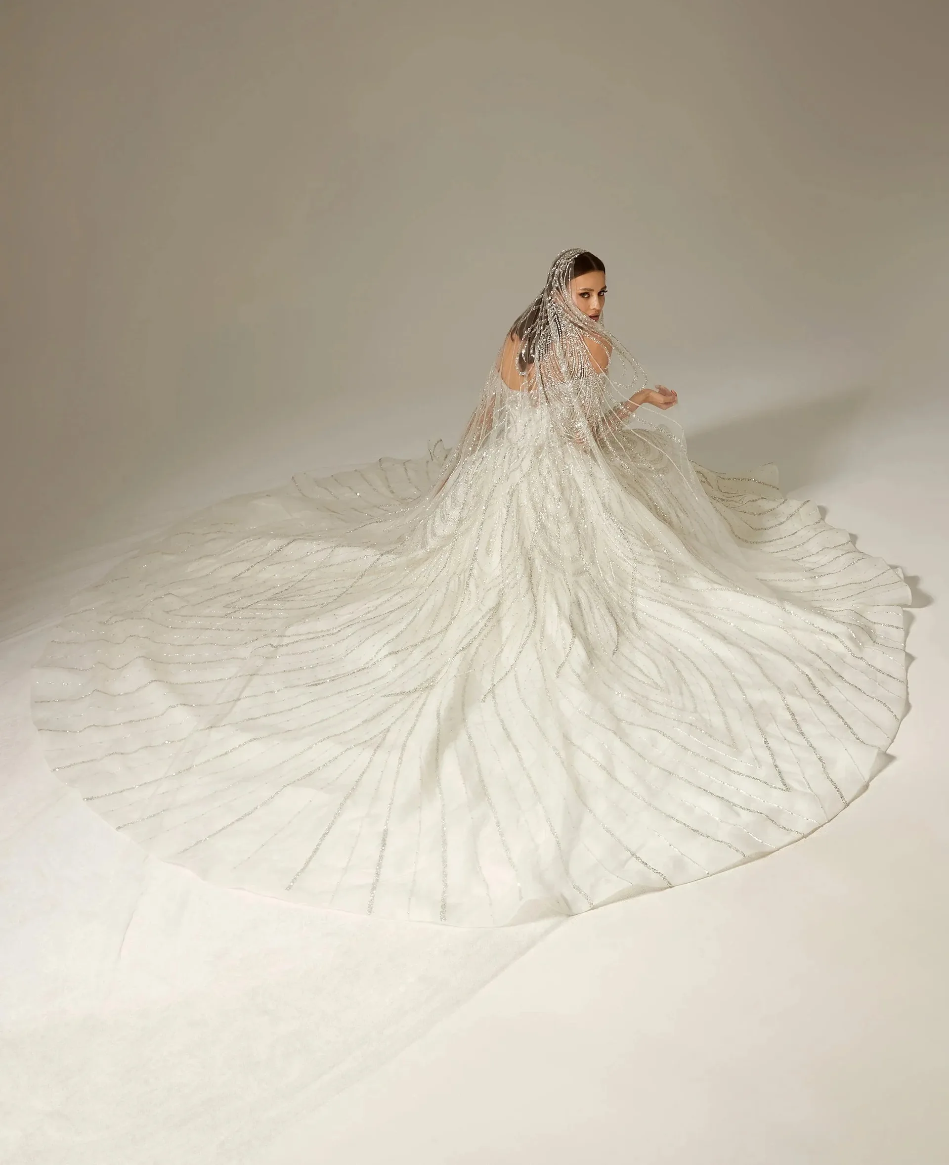 Eleanor Taşlı Kasnak Prenses Model Gelinlik