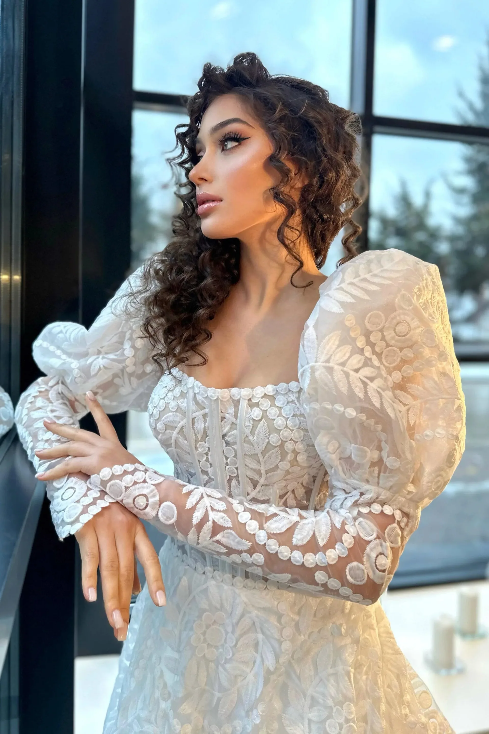Kiara Organze Balon Kol A Kesim Gelinlik