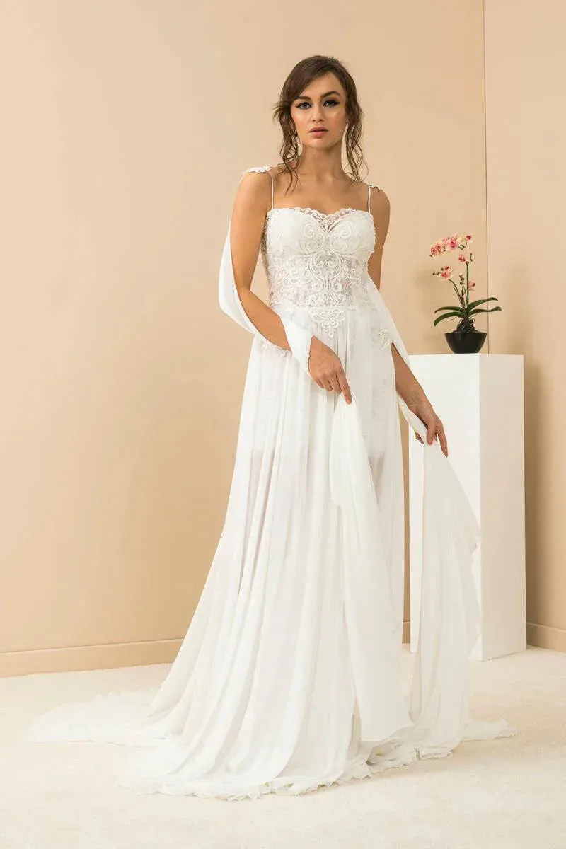 Angel Wings Şifon İçi Kısa Helen Gelinlik