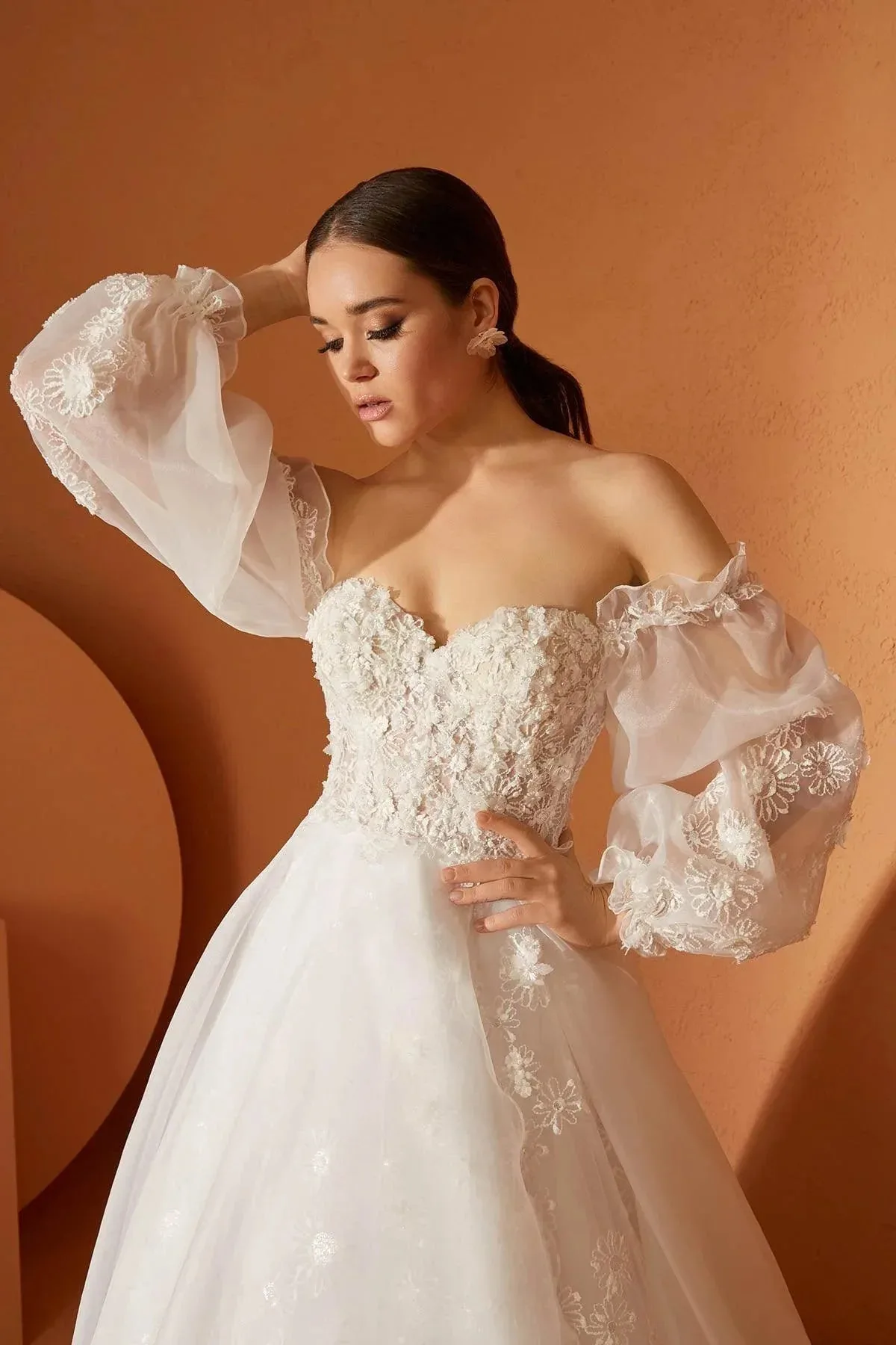 Sunny Üç Boyut Dantel Helen A Kesim Gelinlik