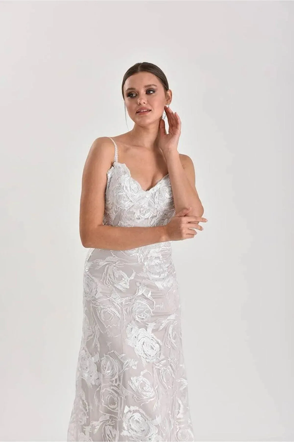 Loves Lace Rose Çiçekli Dantel Balık Gelinlik