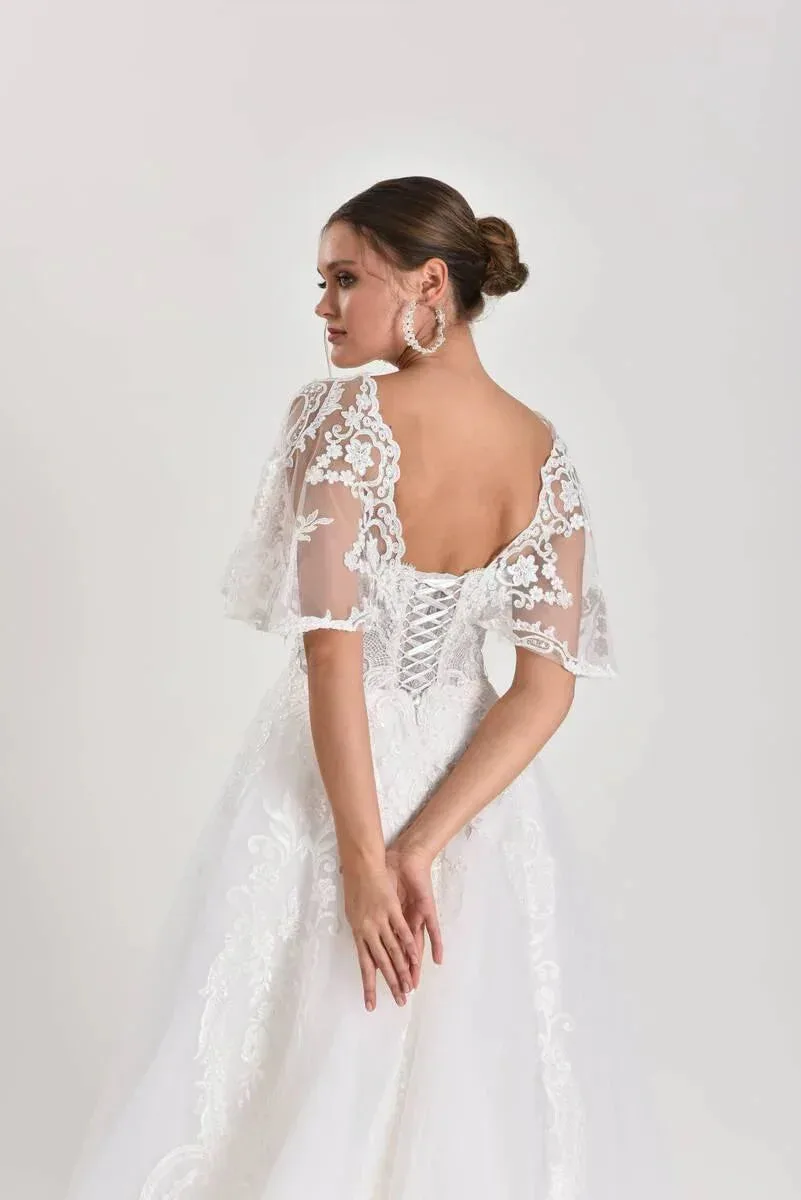 Butterfly Dantelli Helen A Kesim Gelinlik