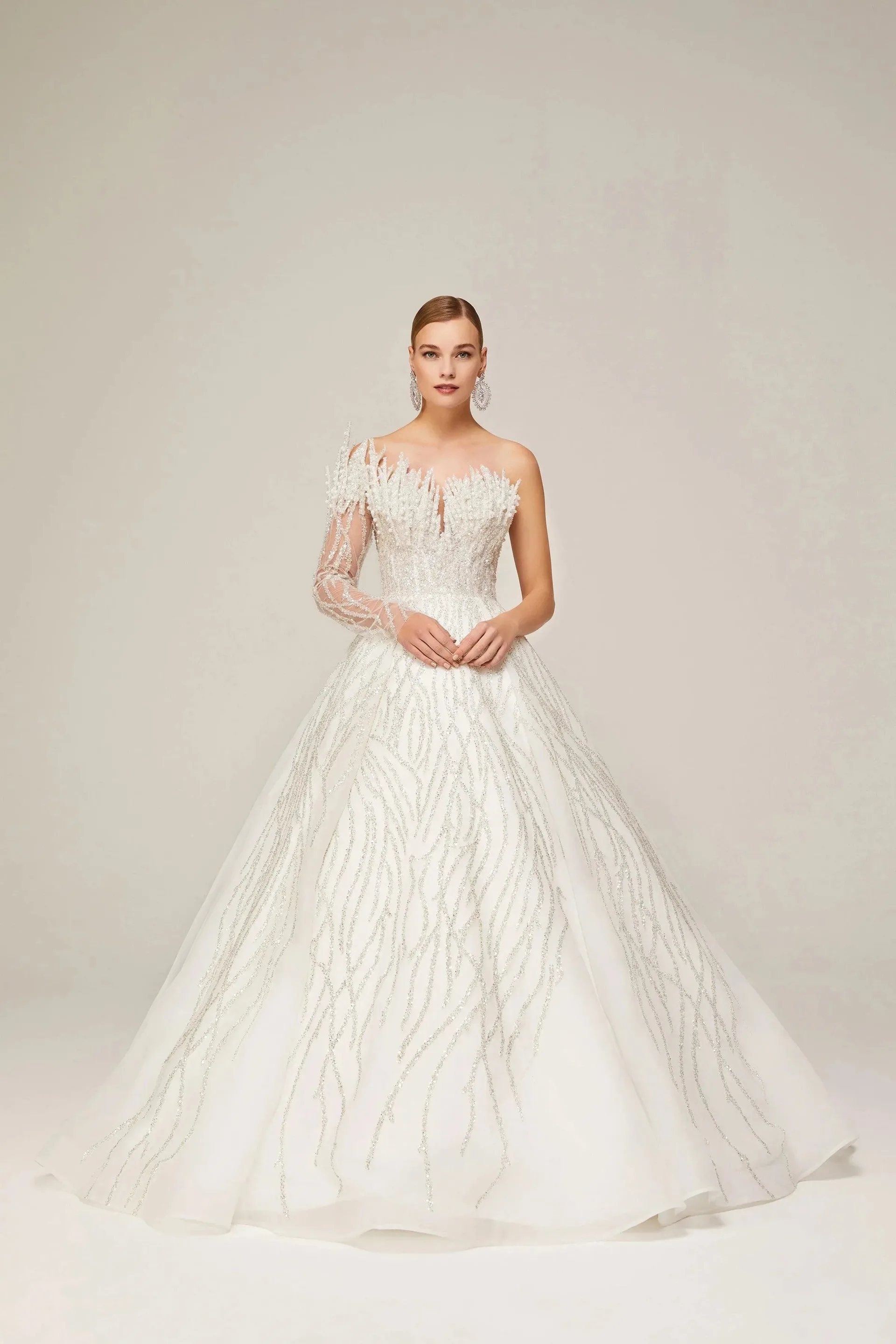 Tereza İncili Dantel Prenses Model Gelinlik