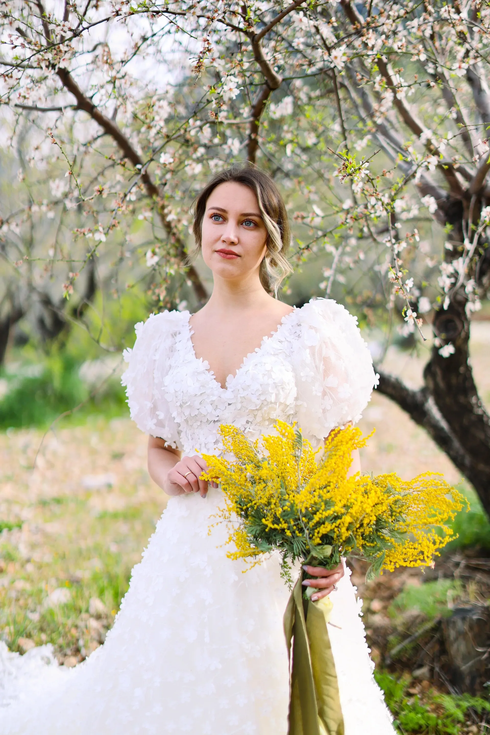 Flora Balon Kol Çiçekli A Kesim Gelinlik
