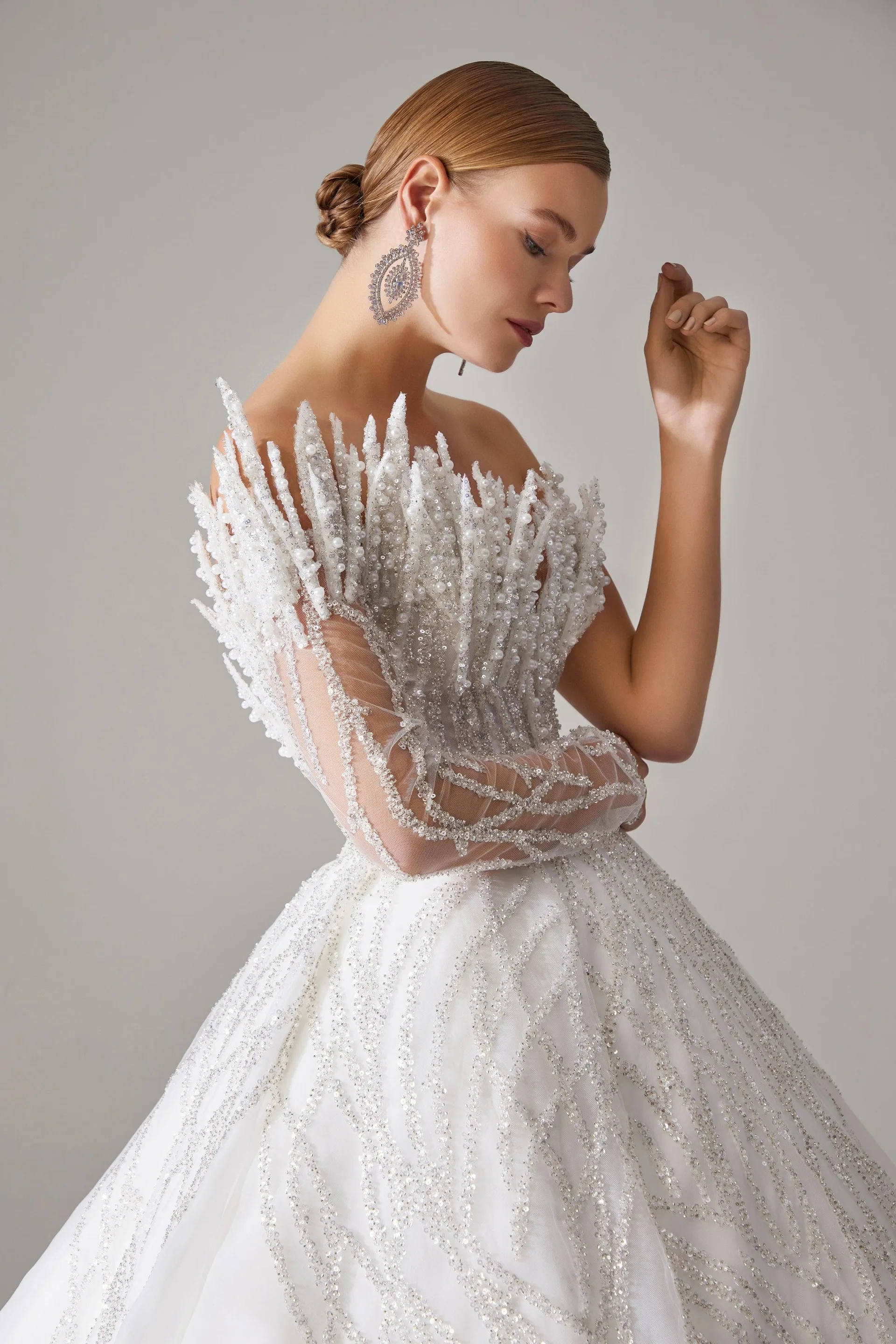 Tereza İncili Dantel Prenses Model Gelinlik