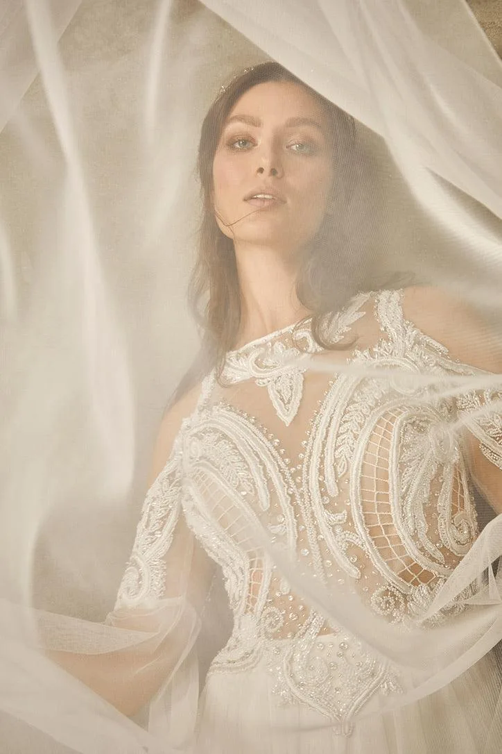 Elegant Şifon Sade Helen Düz Kesim Gelinlik