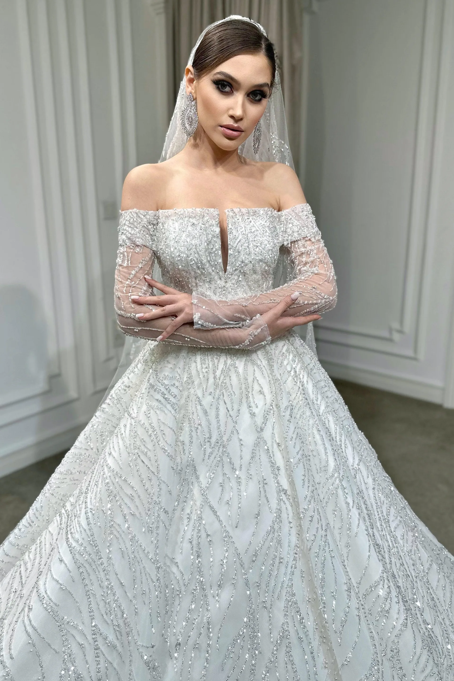 Gia Madonna Yaka Dantel Prenses Model Gelinlik